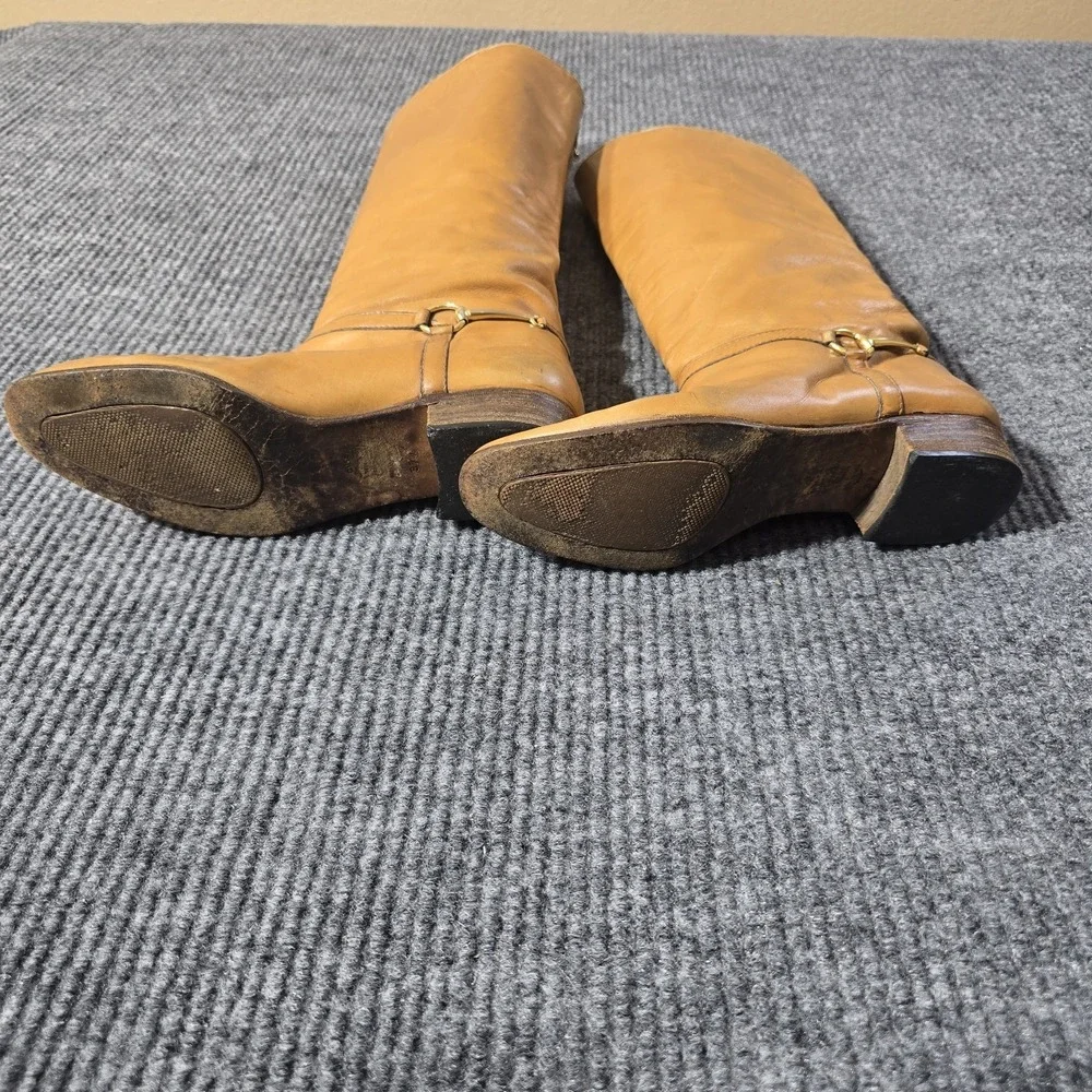 Gucci Camel/Tan Leather Knee High Boots Horse Bit Size 37.5‎ US Size 7-7.5
